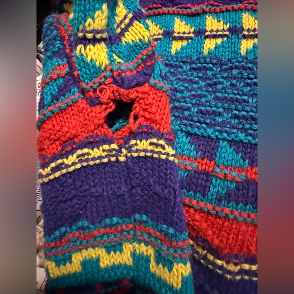 Vintage 80s 90s Woolrich cotton sweater rainbow jumper crewneck XL flawed - Picture 8 of 11